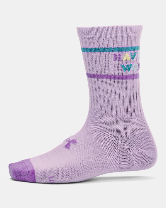 Women's UA Essential 3-Pack Mid Crew Socks in Purple image number 3